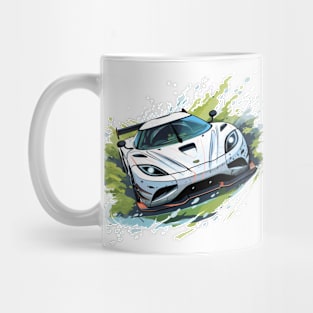 Koenigsegg Race White Cartoon Small Print Mug